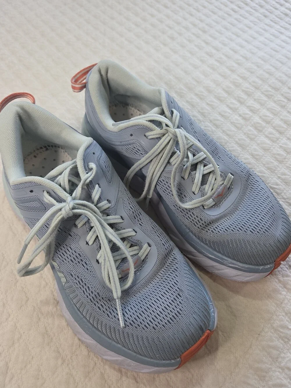 Hoka One One Bondi 7 Women's Size 7 Light Blue Sneakers Running Athletic Shoes - Picture 2 of 15